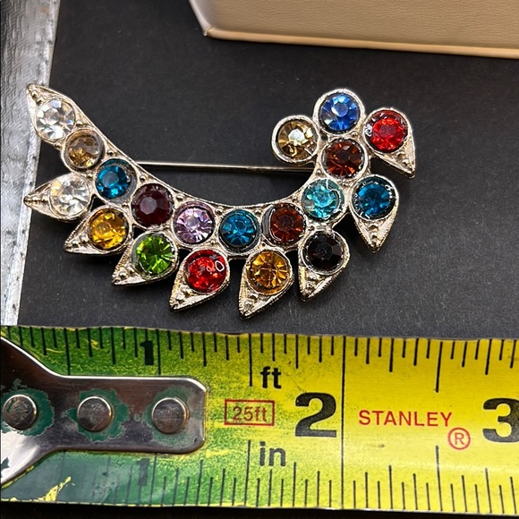 Vintage rhinestone leaf brooch - Picture 3 of 3